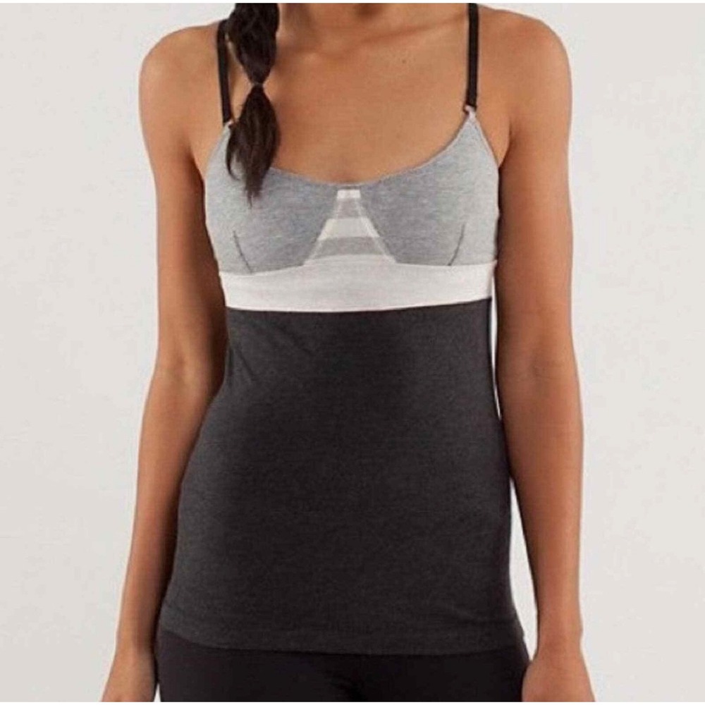 Lululemon Contentment Triangle Colorblock Tank Top in Gray Black Women's Size 6